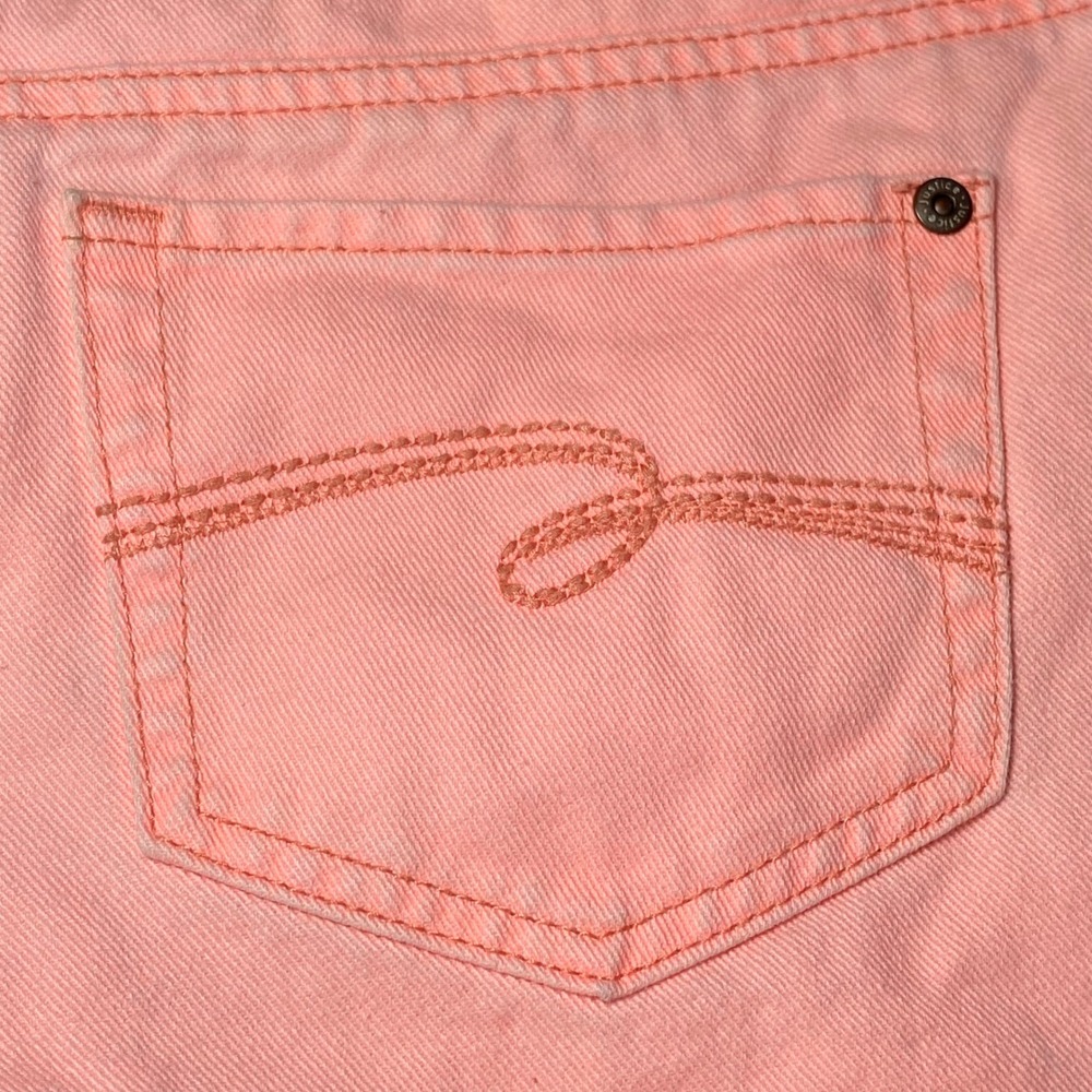 Justice Denim Shorts Girls Size 12.5 Pastel Peach Pink Summer Casual EUC - Picture 8 of 9